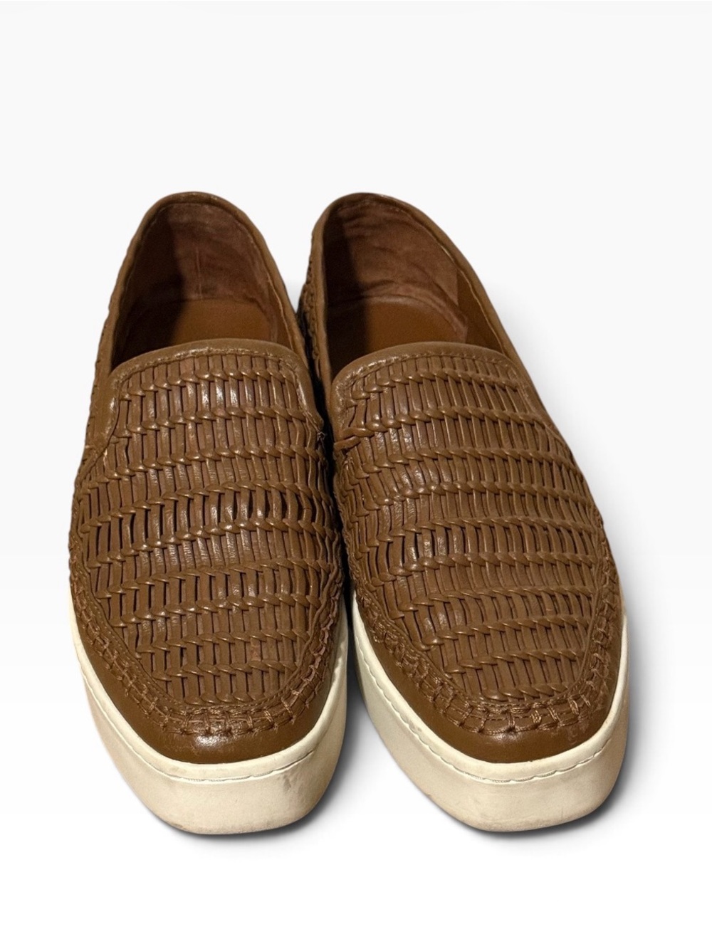 Vince Stafford Woven Leather Platform Slip-On Sneakers